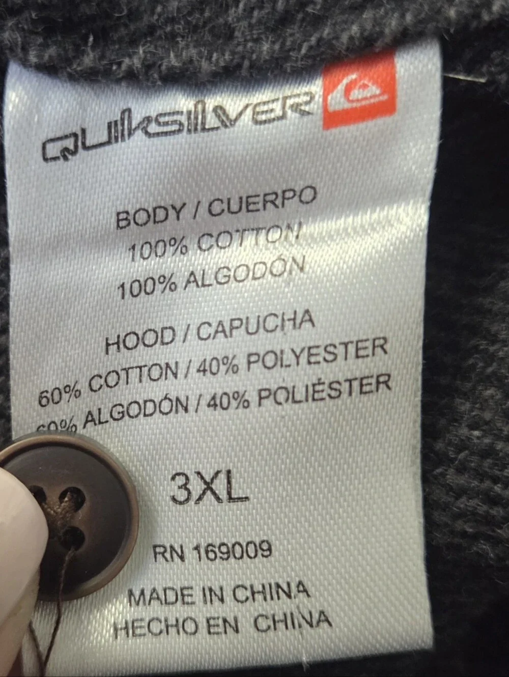 Quiksilver Hooded Flannel Shirt Jacket Size 3XL Charcoal Gray/Black Streetwear